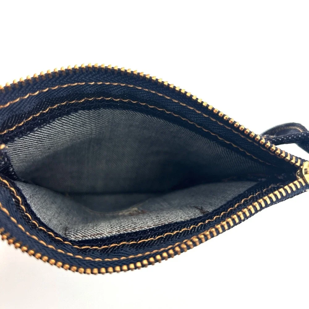 Wrangler Denim Pocket Wristlet Pouch Dark Wash Cotton Blue Western Americana
